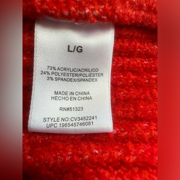 Vince Camuto Women’s Half Zip Pullover Ribbed Knit Sweater, Size L, Color Red m. - Picture 8 of 9